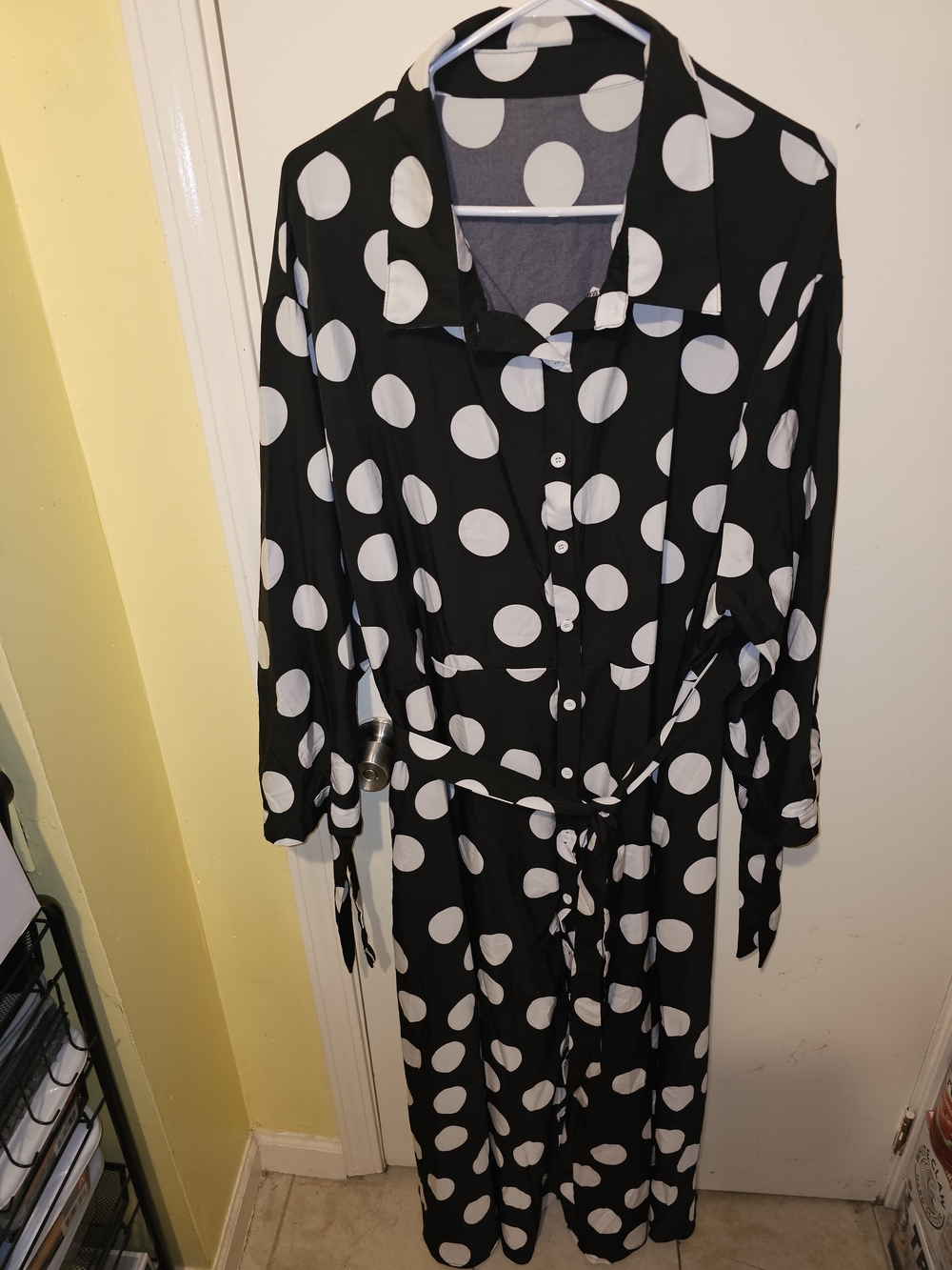Black and White Polka Dot Button-Front Dress